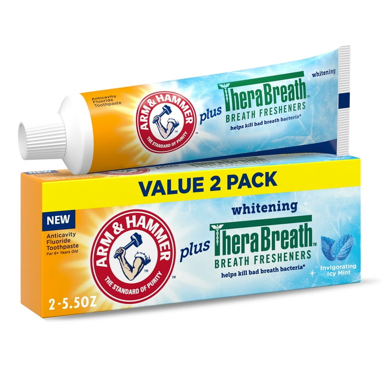 Arm & Hammer Plus TheraBreath Whitening Toothpaste – Icy Mint, 2 Pack