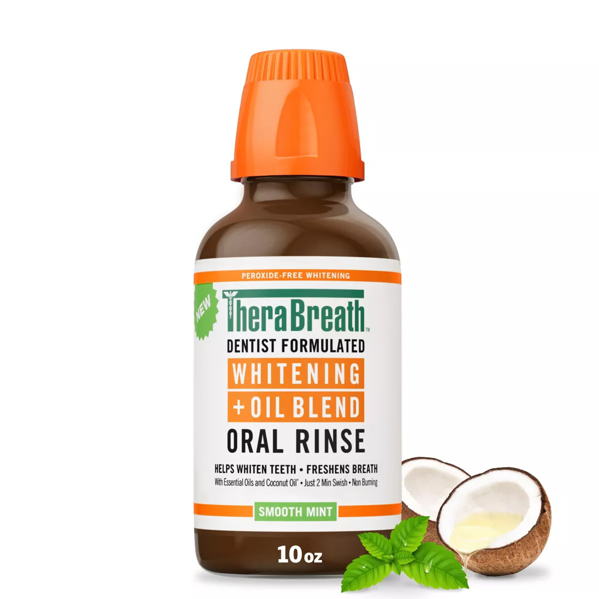 TheraBreath Whitening + Oil Blend Oral Rinse – Smooth Mint