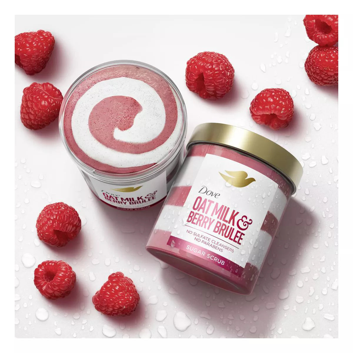 Dove Oat Milk & Berry Brûlée Gift Set with Pink Fluffy Tote