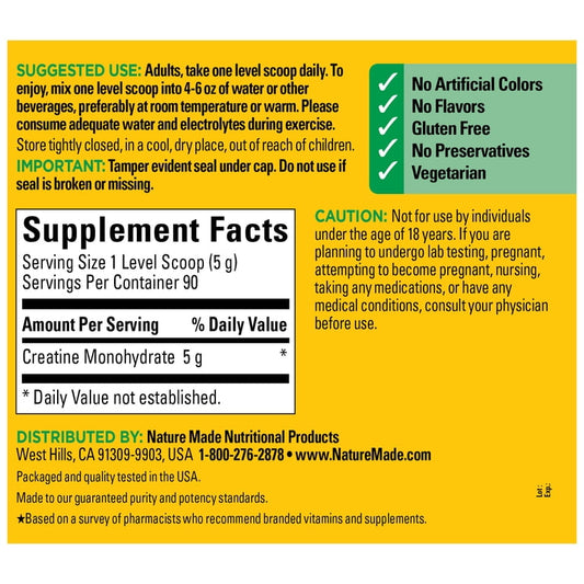 Nature Made Creatine Monohydrate Powder – 5g per Serving