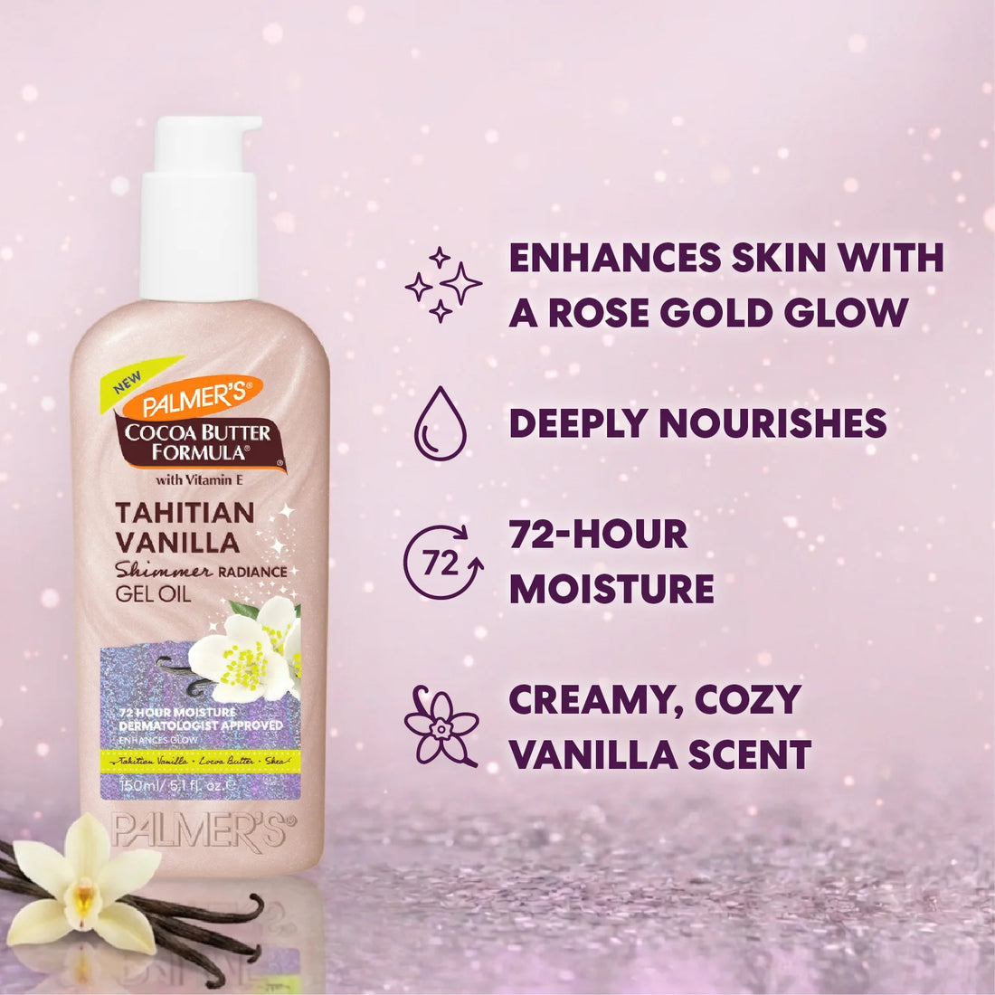 Palmer’s Cocoa Butter Formula Tahitian Vanilla Shimmer Radiance Gel Oil – 150ml