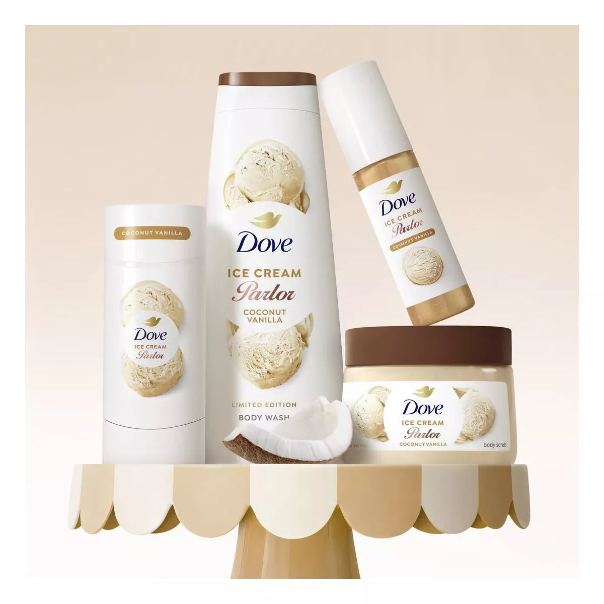Dove Ice Cream Parlor Coconut Vanilla Body Care Bundle
