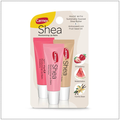 Carmex Shea Moisturizing Lip Balm Trio – Strawberry, Watermelon & Vanilla Bean