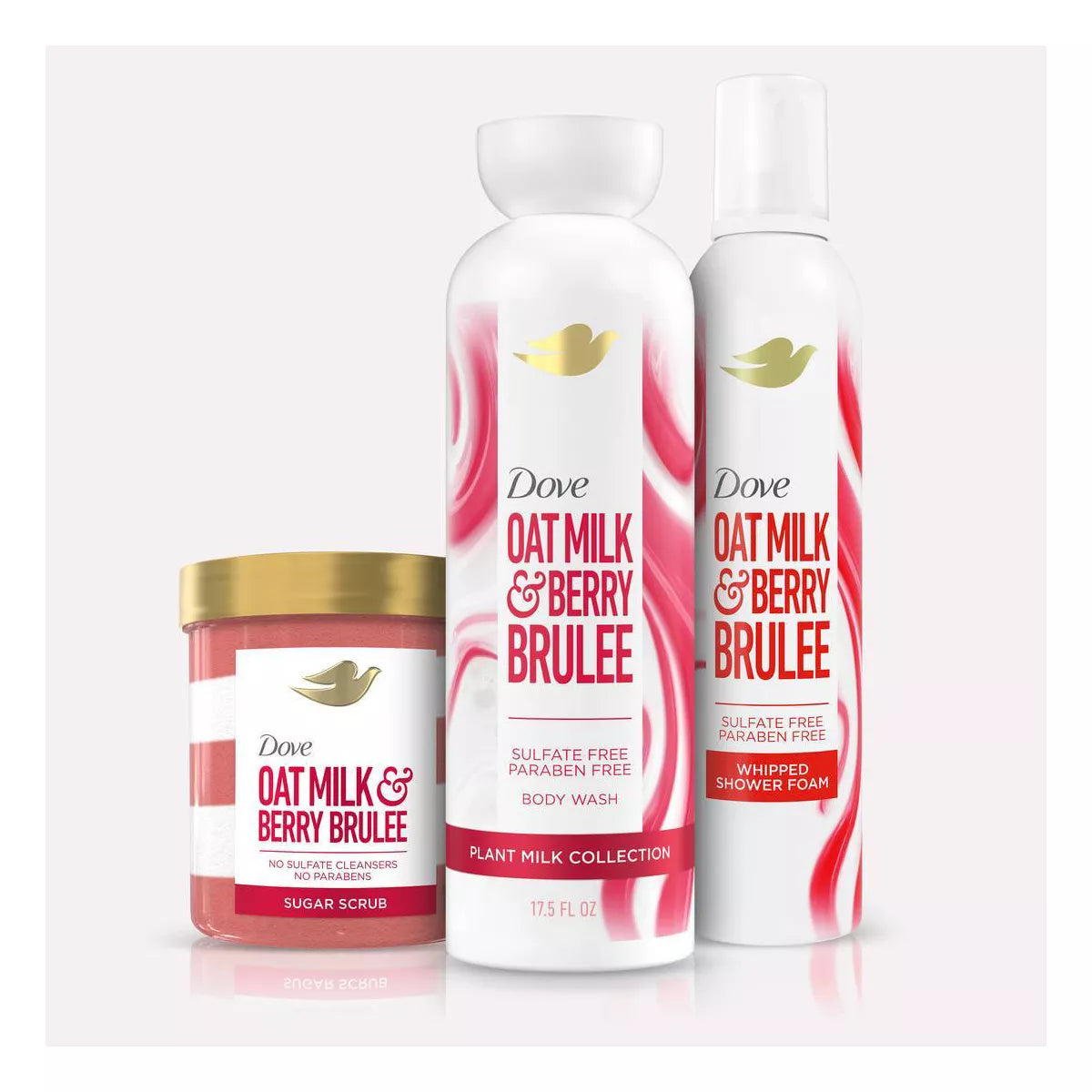 Dove Oat Milk & Berry Brûlée Gift Set with Pink Fluffy Tote