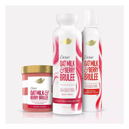 Dove Oat Milk & Berry Brûlée Gift Set with Pink Fluffy Tote