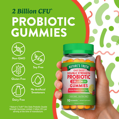 Nature’s Truth One Daily Double Strength Probiotic Gummies – 2 Billion CFU | 90 Gummies