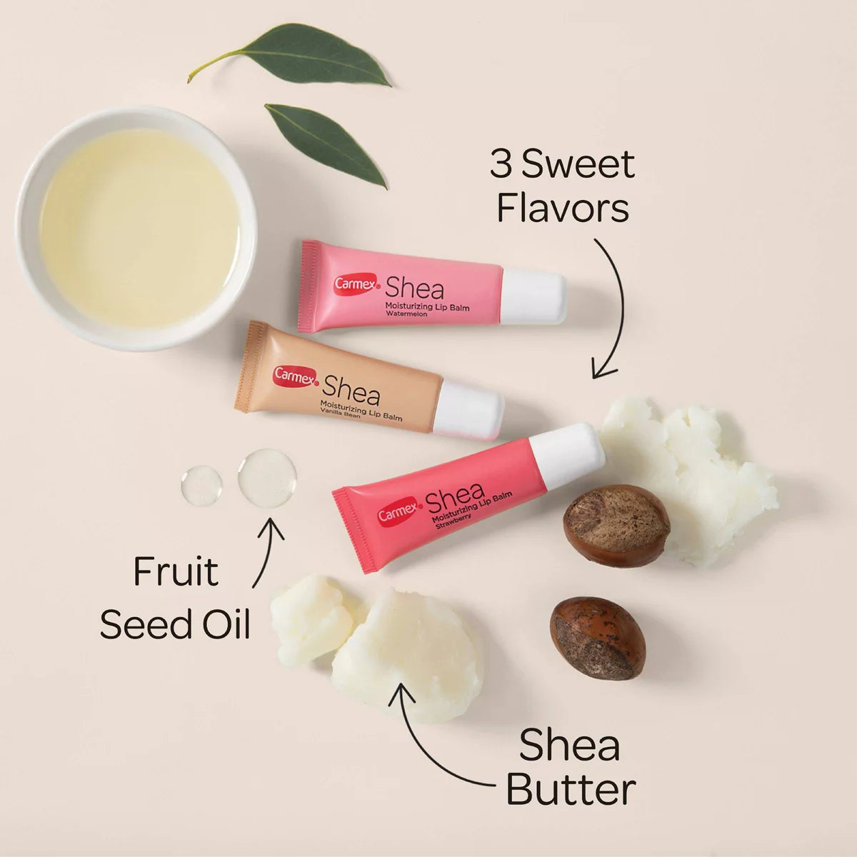 Carmex Shea Moisturizing Lip Balm Trio – Strawberry, Watermelon & Vanilla Bean