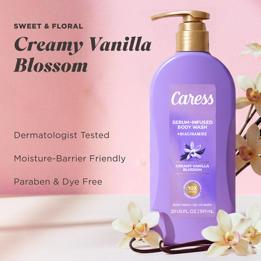 Caress Serum-Infused Body Wash + Niacinamide – Creamy Vanilla Blossom