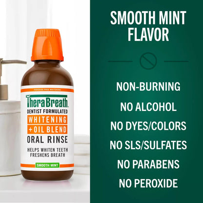 TheraBreath Whitening + Oil Blend Oral Rinse – Smooth Mint